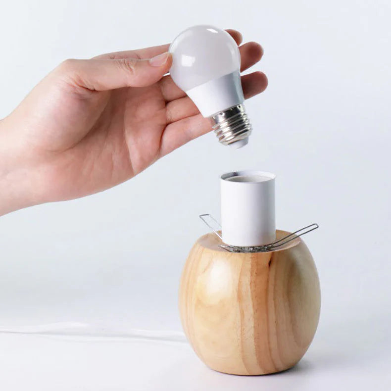 Novera Frosted Globe Table Lamp | Wood Base, Warm Ambient Light | Qonforta