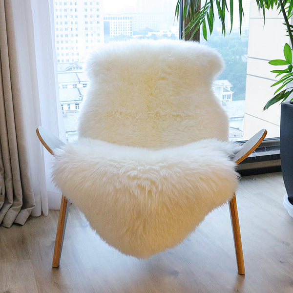 Australian sheepskin wool rug in Natural White, color option