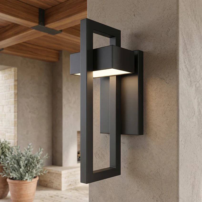 Modern Black Outdoor Wall Sconce | 2 Sizes & Light Modes | Qonforta