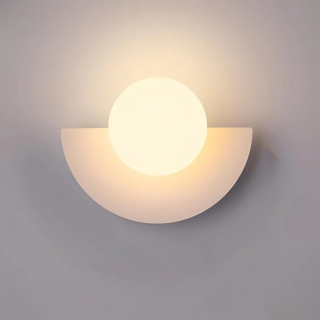 Lyca half moon globe wall sconce in white