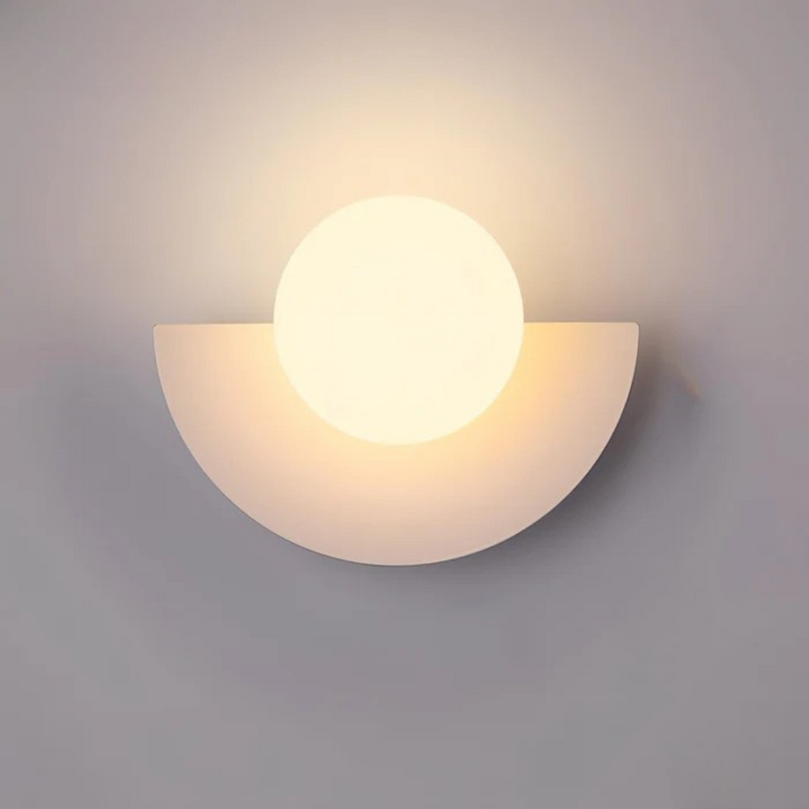 Lyca Half Moon Globe Wall Sconce in 6 Colors | Qonforta, White