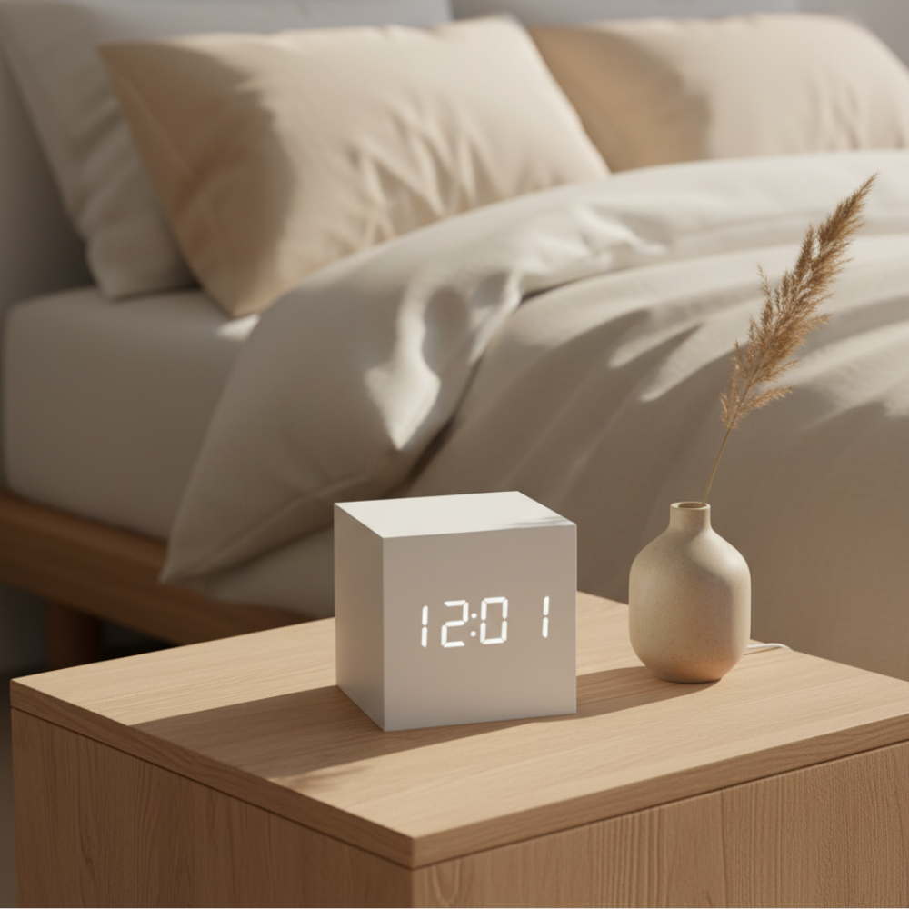 Wooden Sunrise Alarm Clock | Bamboo Finish | Qonforta