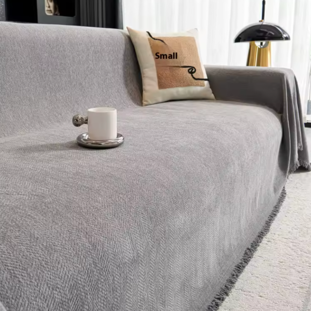 Chenille Couch Cover, Pet-Friendly Water-Resistant | Modern Minimalist | Qonforta
