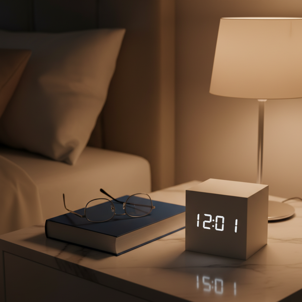 Wooden Sunrise Alarm Clock | Bamboo Finish | Qonforta