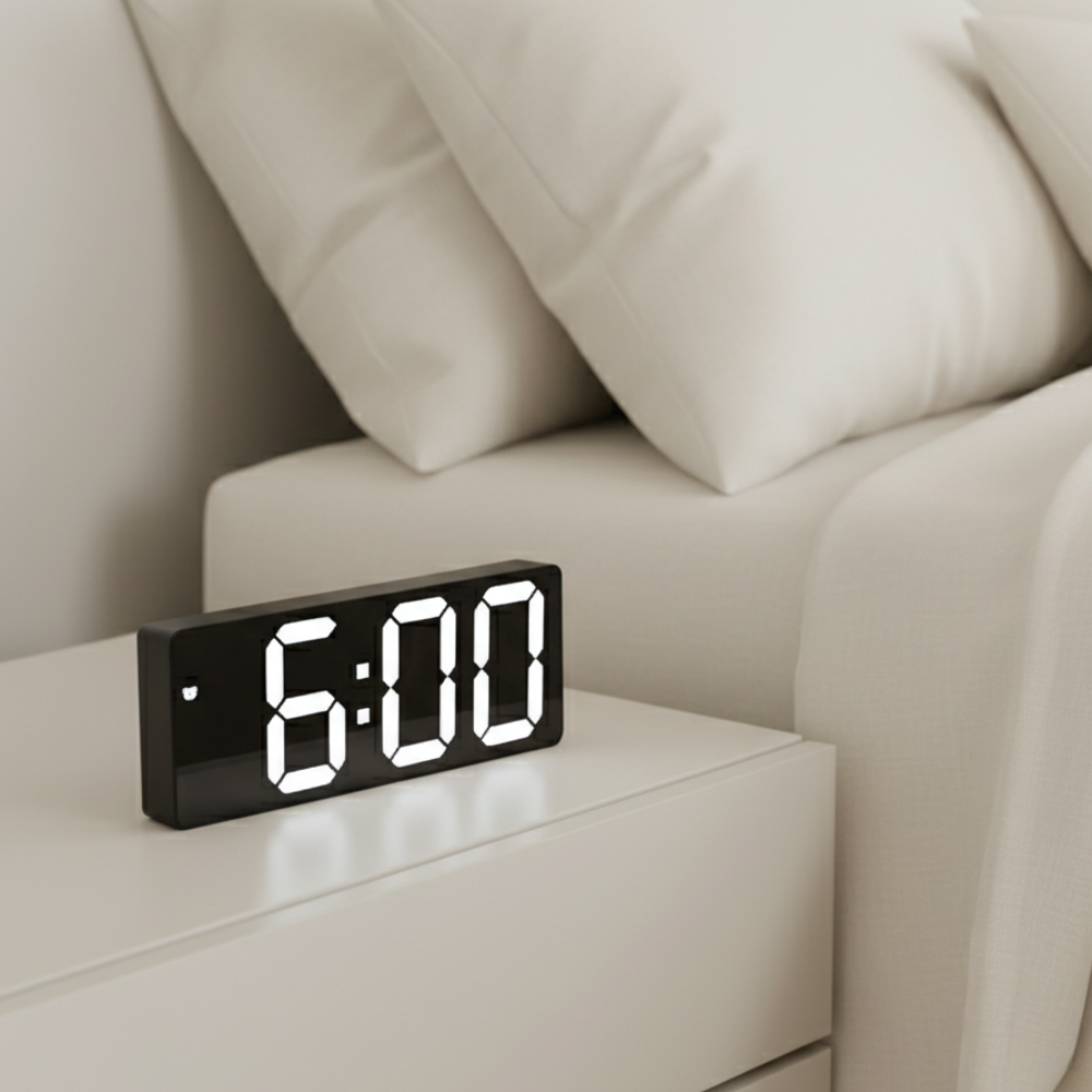 LED Digital Alarm Clock | Mirror Display | Qonforta