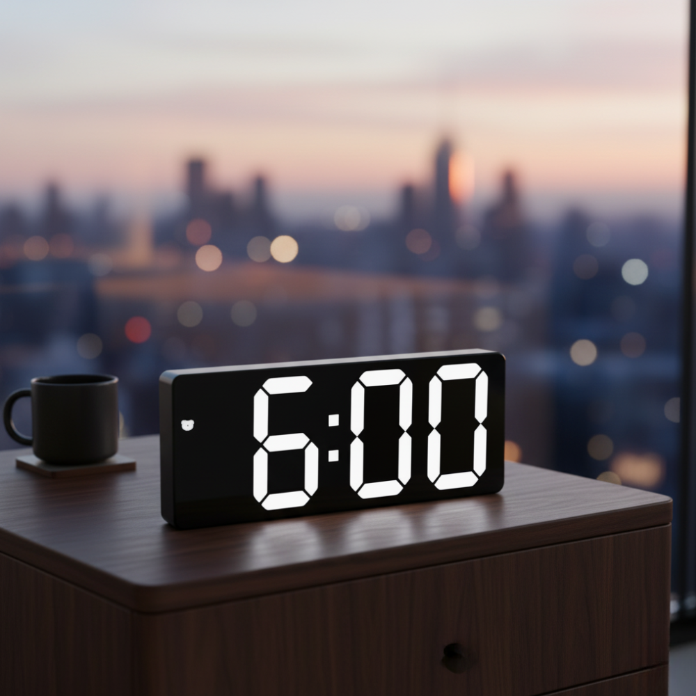 LED Digital Alarm Clock | Mirror Display | Qonforta