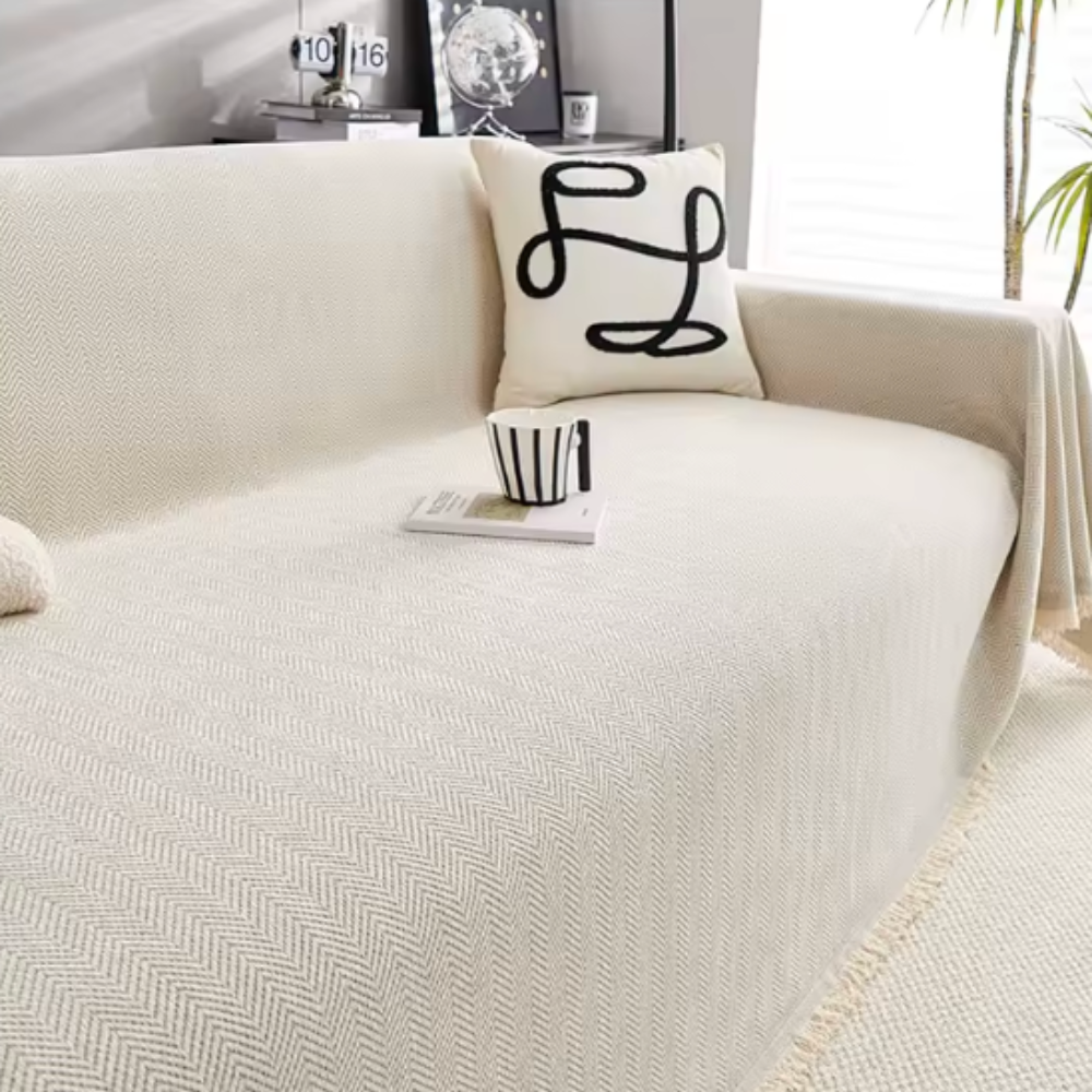Chenille Couch Cover, Pet-Friendly Water-Resistant | Modern Minimalist | Qonforta