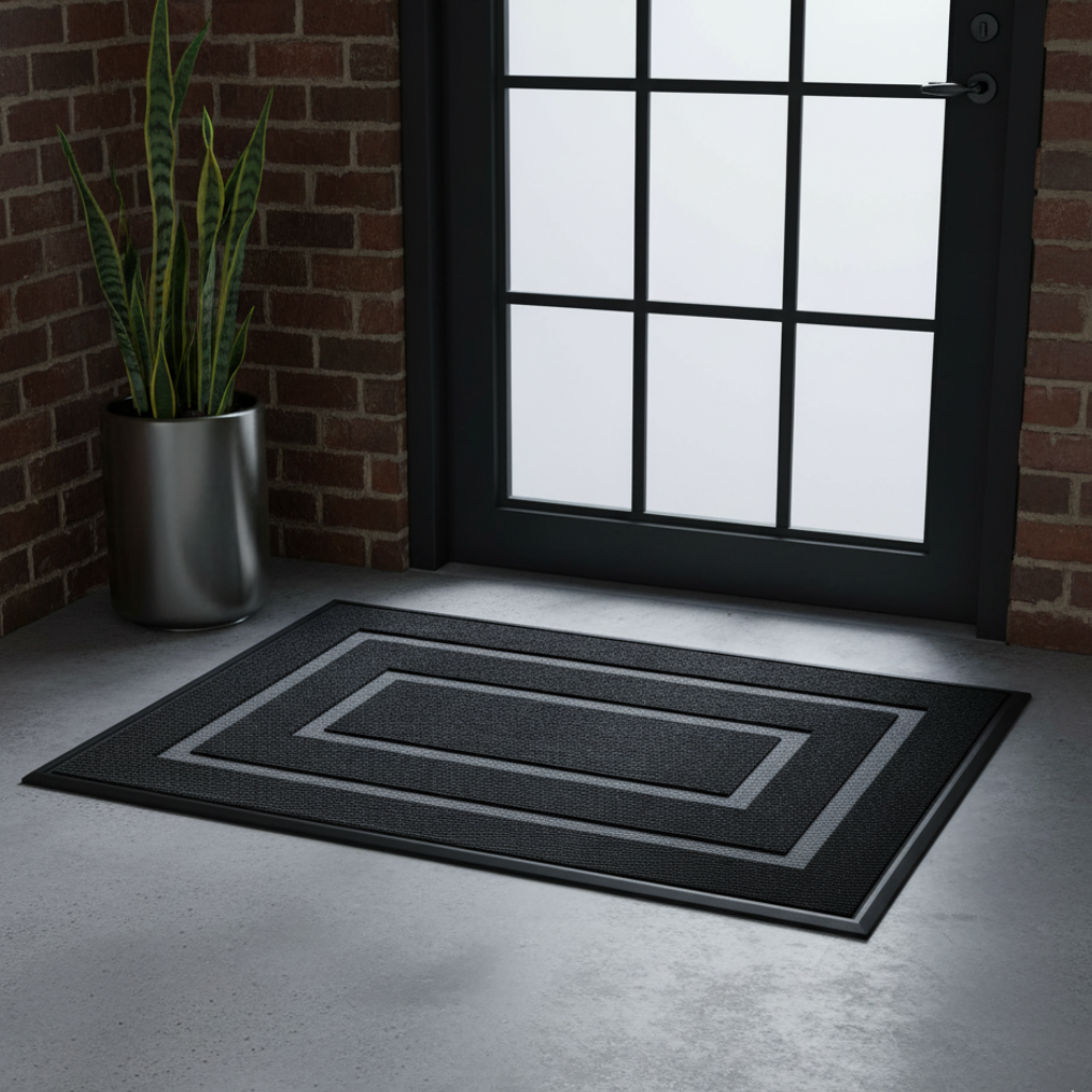 Curved Thread Outdoor Doormat | Non-Slip Rubber Backing | Qonforta