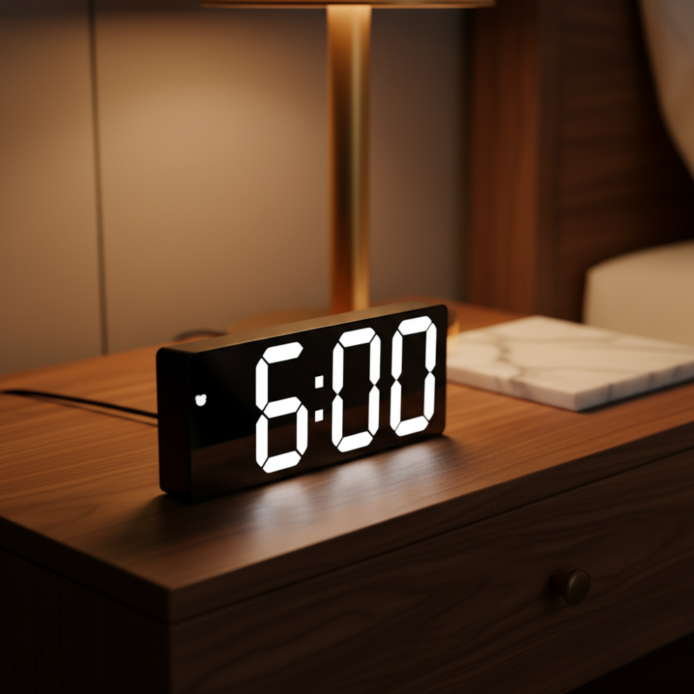 LED Digital Alarm Clock | Mirror Display | Qonforta