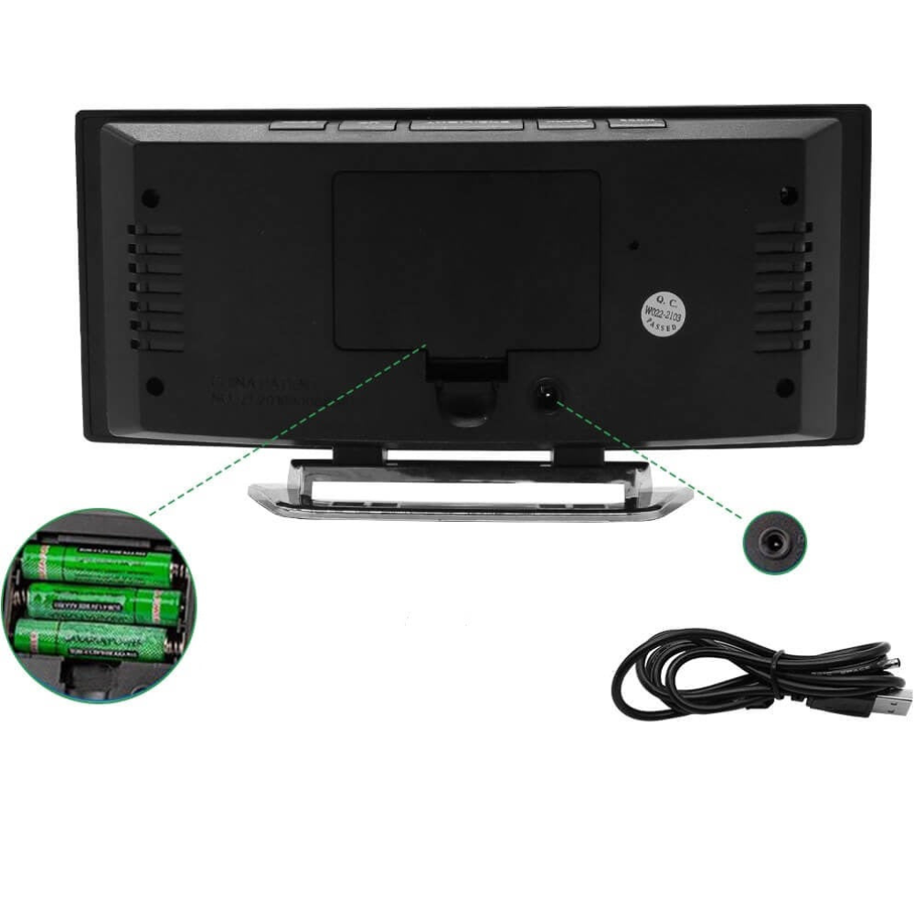 Curved LED Digital Alarm Clock | Adjustable Dimming | Qonforta