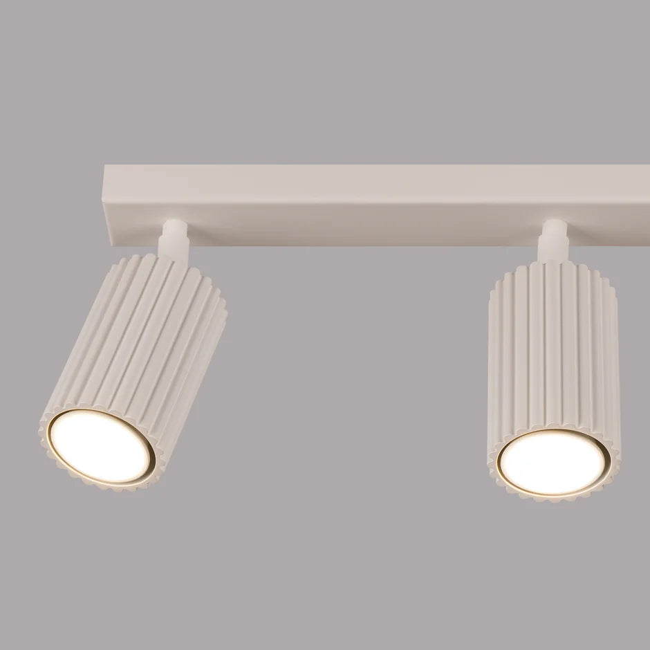 3-Spotlight Adjustable Ceiling Track Light | Beige Aluminum | Qonforta