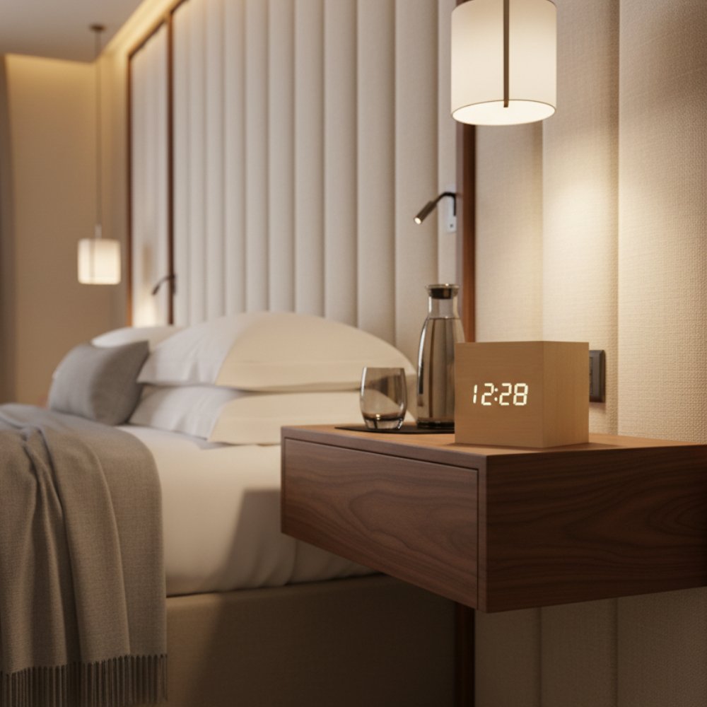 Wooden Sunrise Alarm Clock | Bamboo Finish | Qonforta