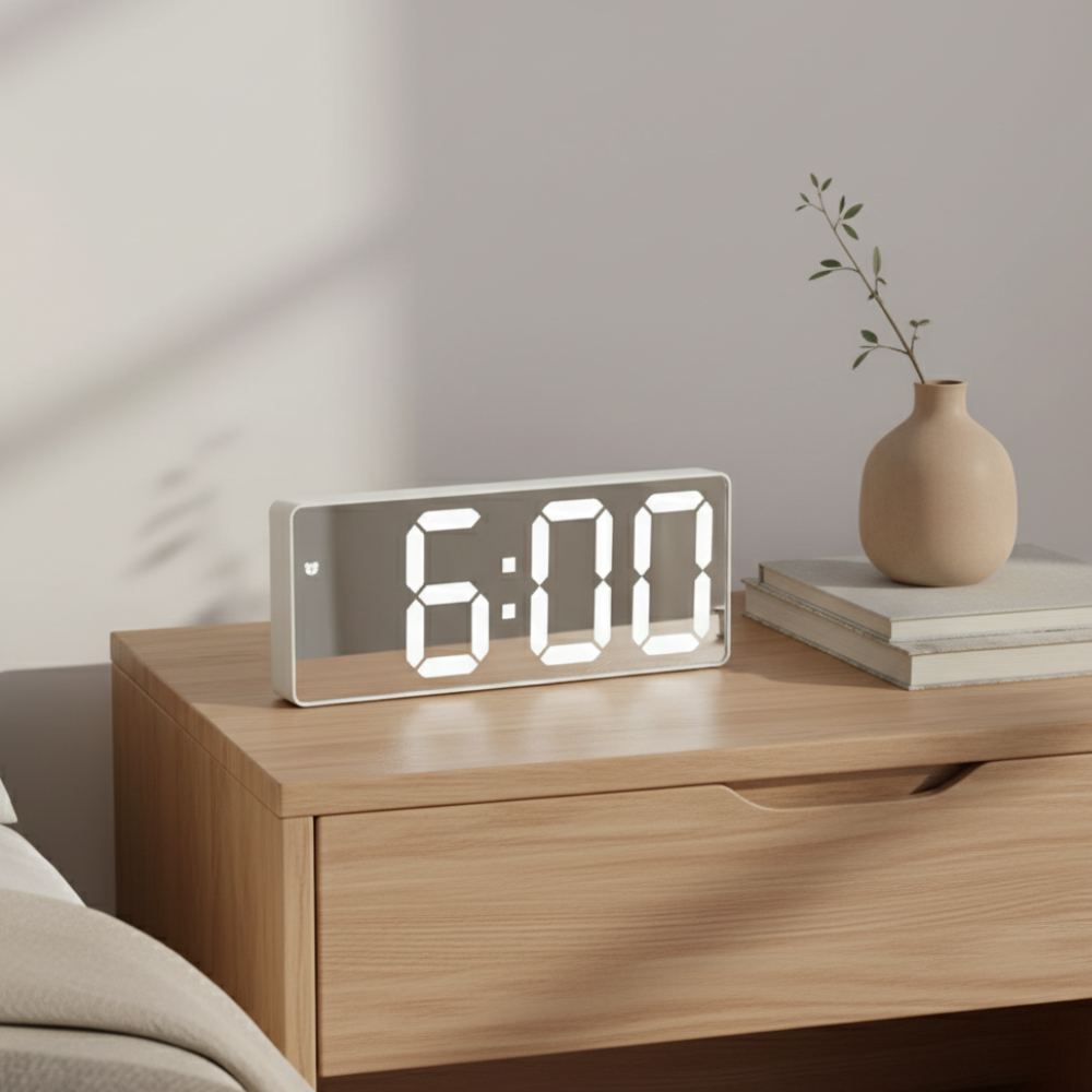 LED Digital Alarm Clock | Mirror Display | Qonforta