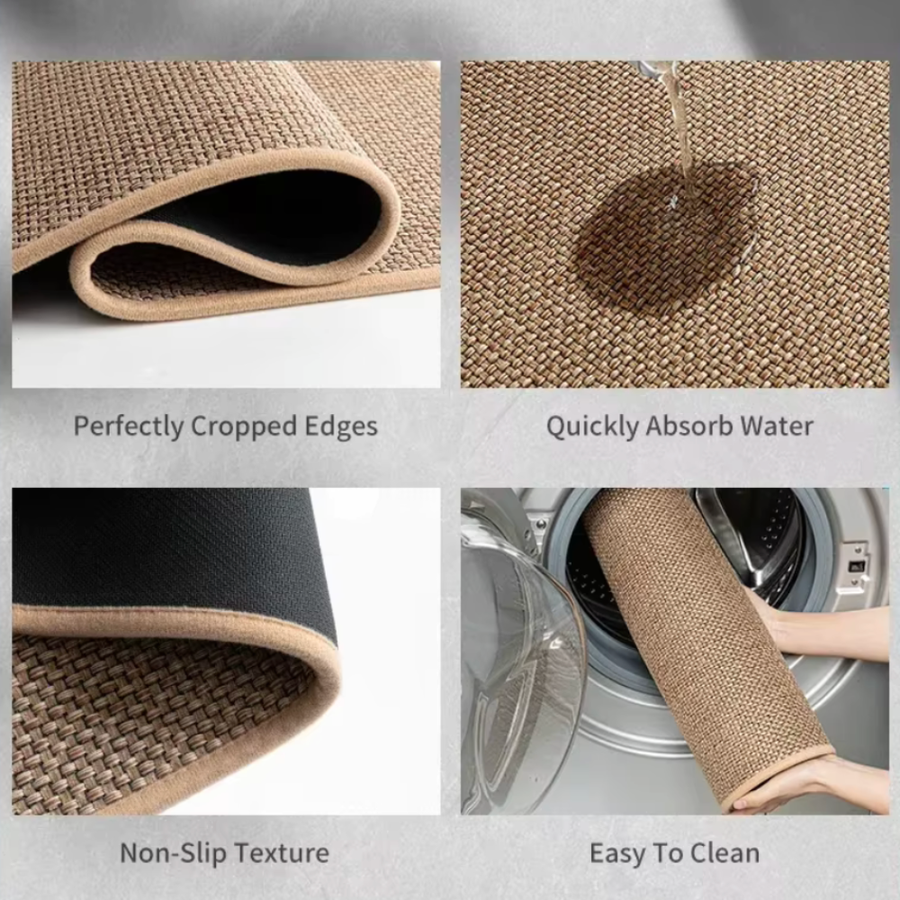 Woven Kitchen Mat | Non-Slip Rubber Backing | Qonforta