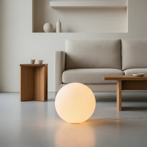 Globe Table Lamp Frosted Resin Marble Base – 2 Sizes | Qonforta