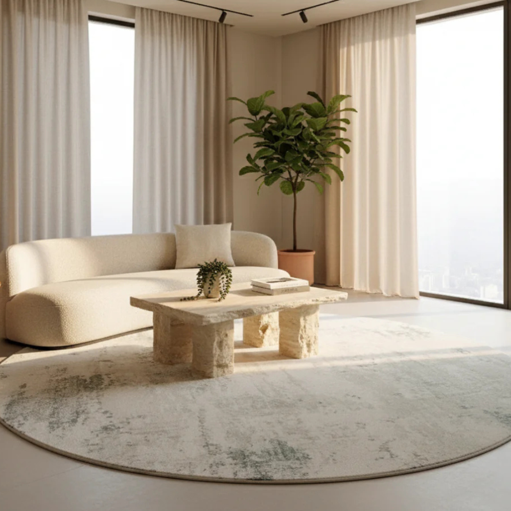 Round Plush Area Rug | Italian Style Design | Qonforta