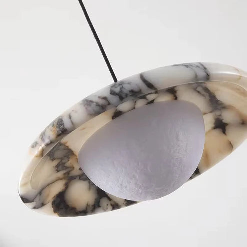 Marble Pendant Light Round Stone Disc LED | Qonforta