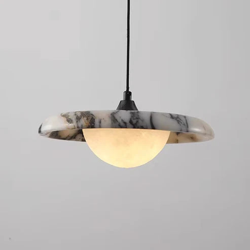 Marble Pendant Light Round Stone Disc LED | Qonforta
