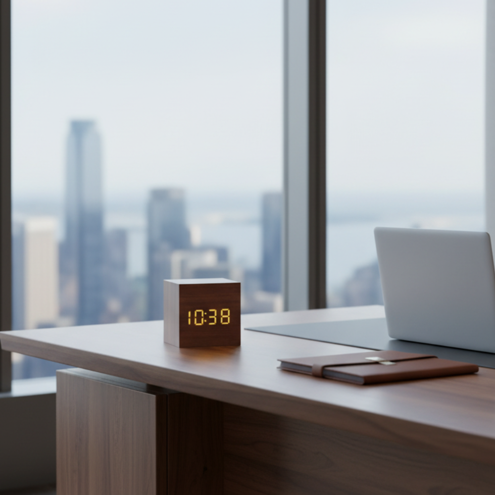 Wooden Sunrise Alarm Clock | Bamboo Finish | Qonforta