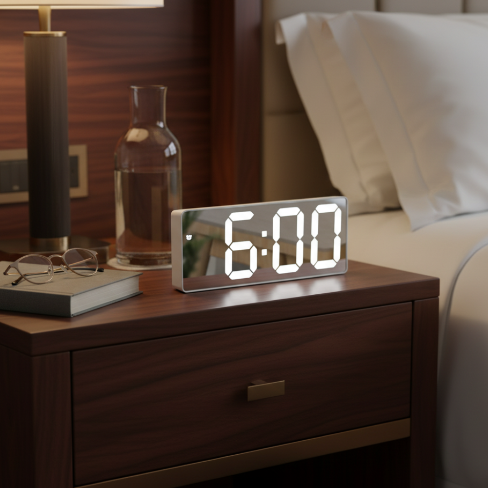 LED Digital Alarm Clock | Mirror Display | Qonforta