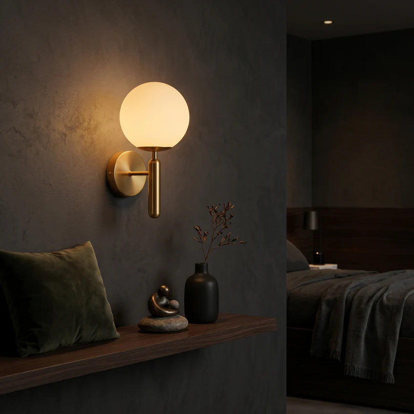 Orb Wall Sconce — Nordic Glass Ball LED Plug-In Wall Light