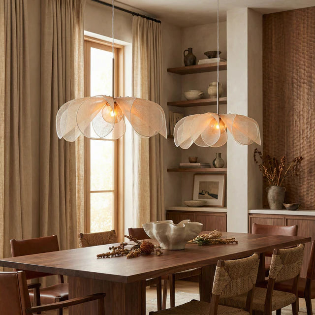 Fabric Pendant Light Boho Petal – 2 Sizes Warm White | Qonforta