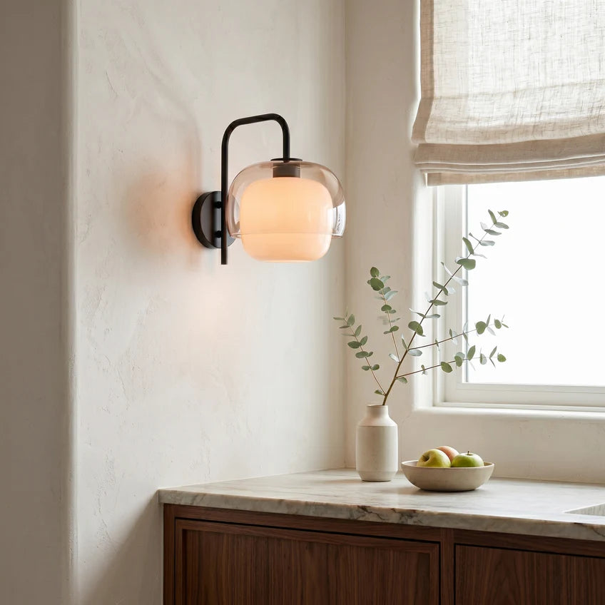 Tove Glass Dome Wall Sconce | Orange, Pink & Green | Qonforta