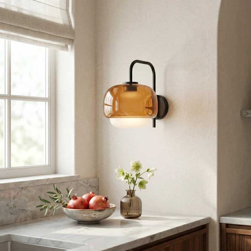 Tove Glass Dome Wall Sconce | Orange, Pink & Green | Qonforta