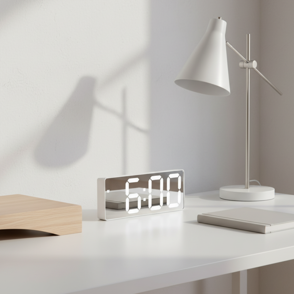 LED Digital Alarm Clock | Mirror Display | Qonforta