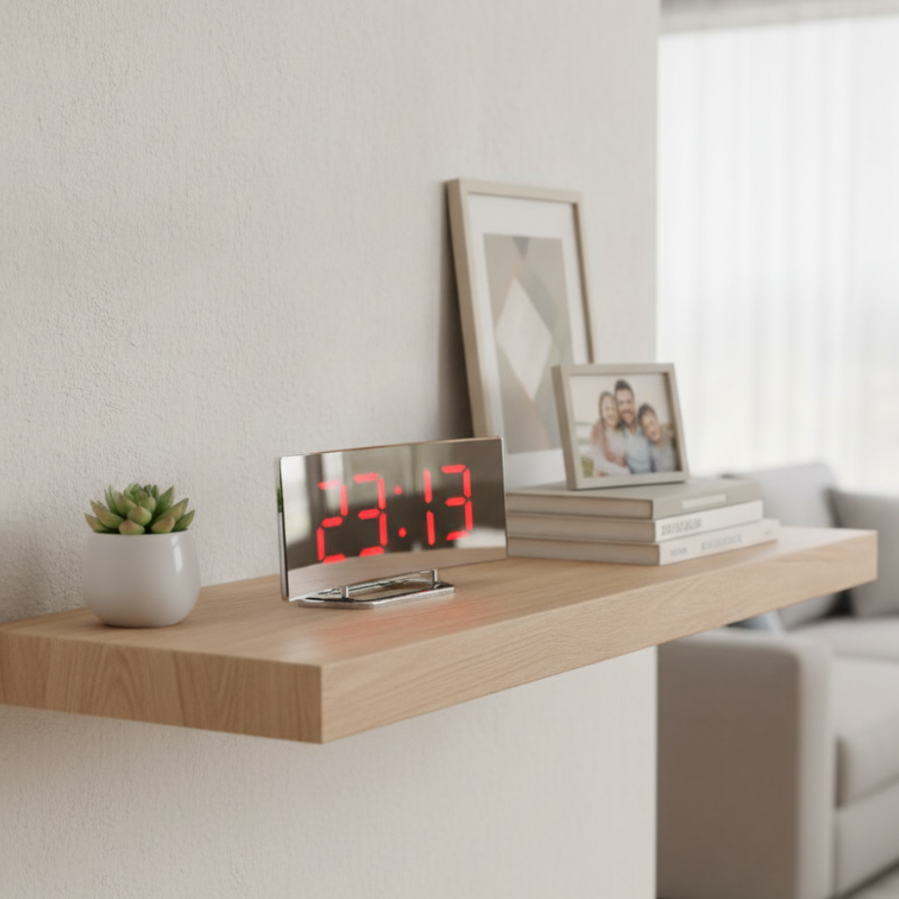 Curved LED Digital Alarm Clock | Adjustable Dimming | Qonforta