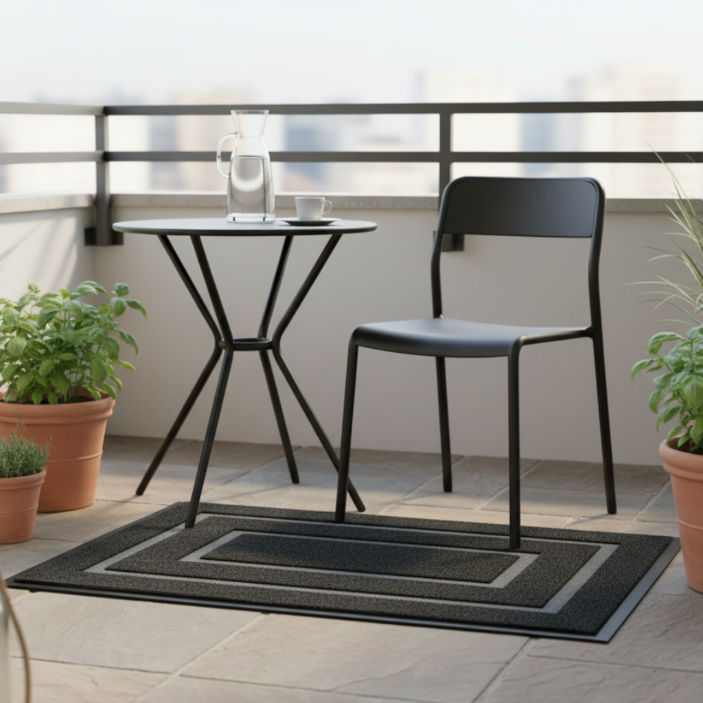 Curved Thread Outdoor Doormat | Non-Slip Rubber Backing | Qonforta