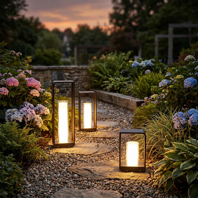 Outdoor Path Lantern Solar or Hardwired LED – 3 Sizes Black | Qonforta