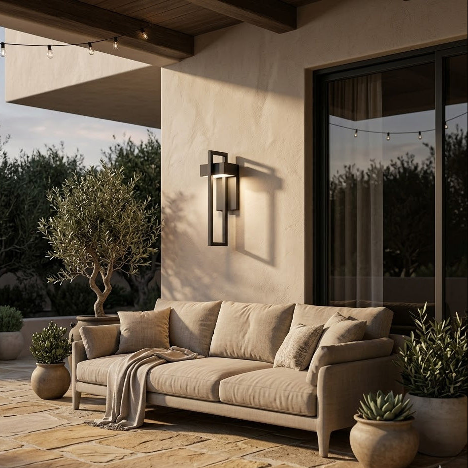 Modern Black Outdoor Wall Sconce | 2 Sizes & Light Modes | Qonforta