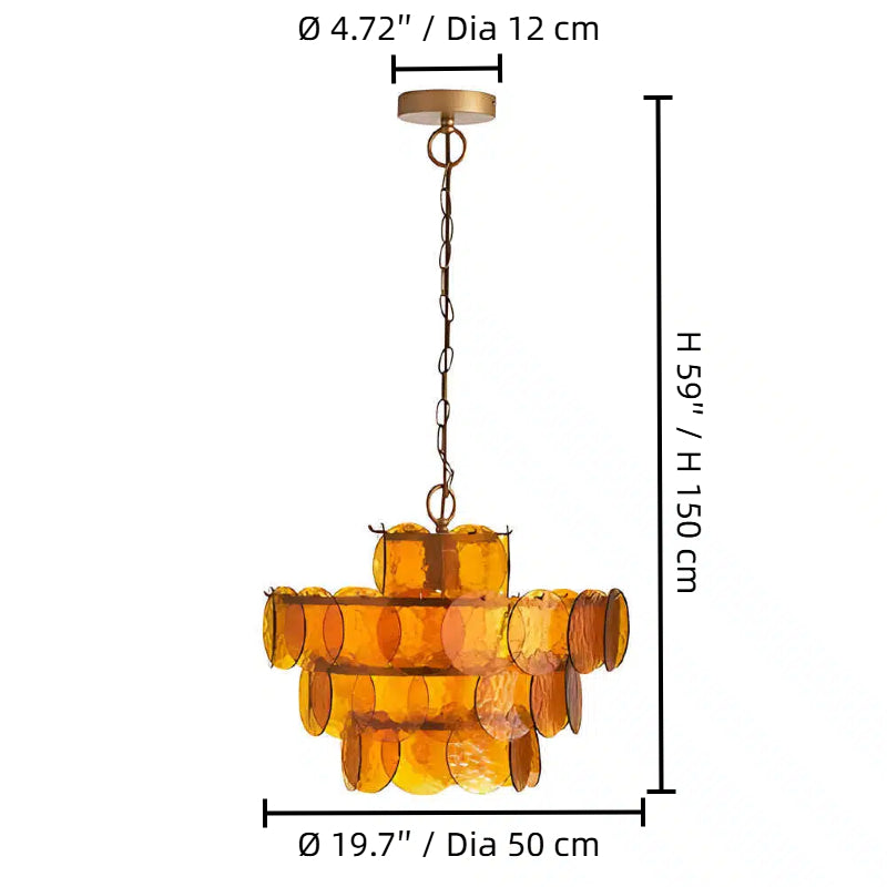 Amber Glass Disc Pendant Light | 2 Sizes & Colors | Qonforta