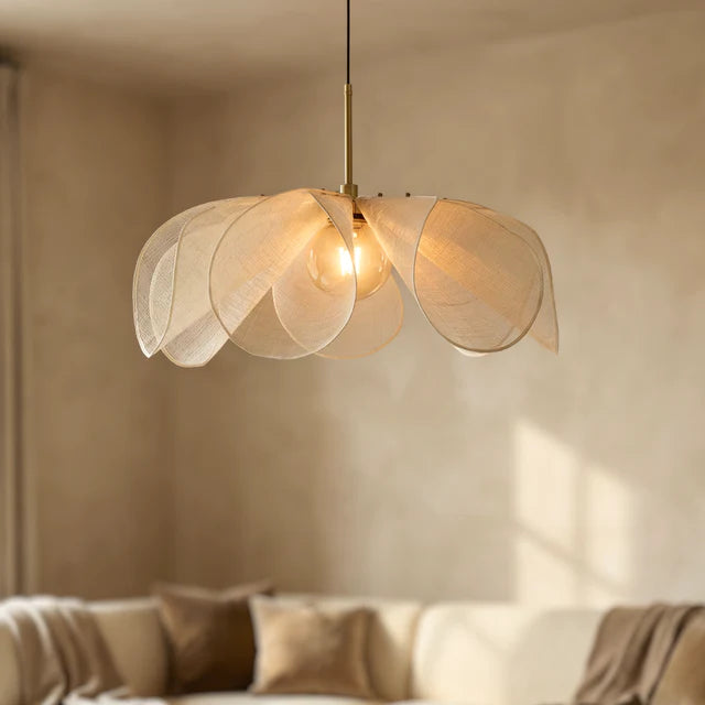 Fabric Pendant Light Boho Petal – 2 Sizes Warm White | Qonforta