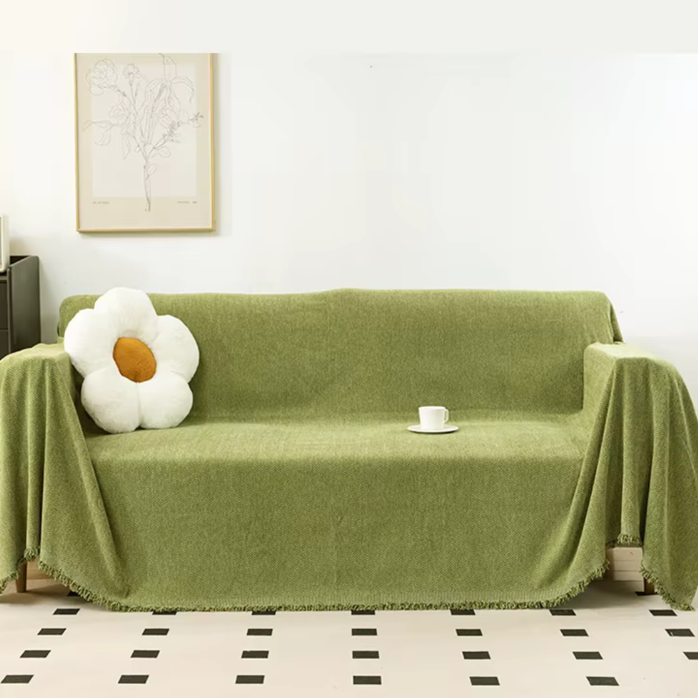 Chenille Couch Cover, Pet-Friendly Water-Resistant | Modern Minimalist | Qonforta