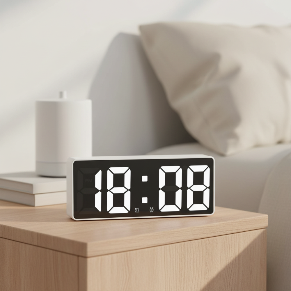 LED Digital Alarm Clock | Mirror Display | Qonforta