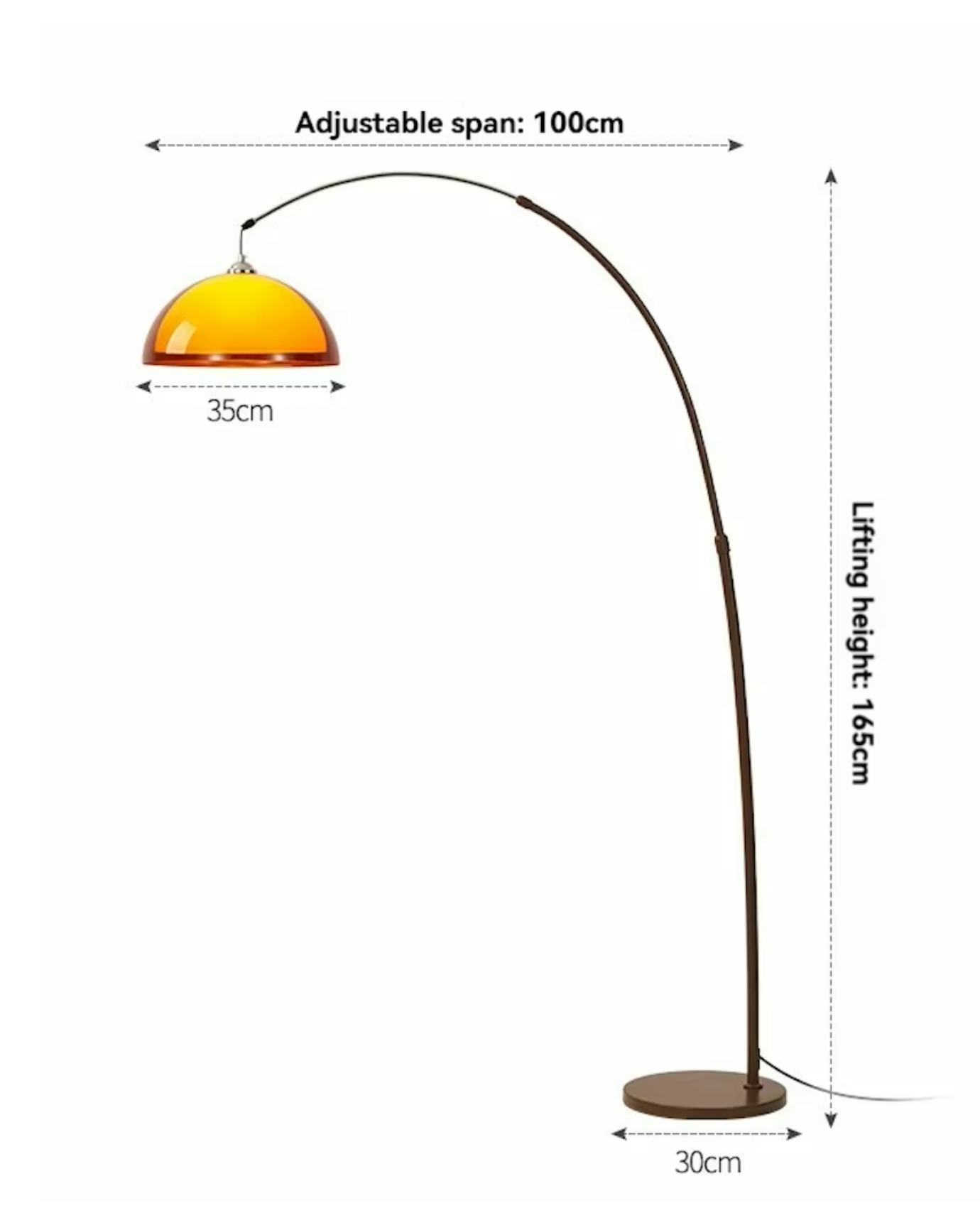 Ventoro Arc Floor Lamp | Mid-Century Walnut Finish | Qonforta