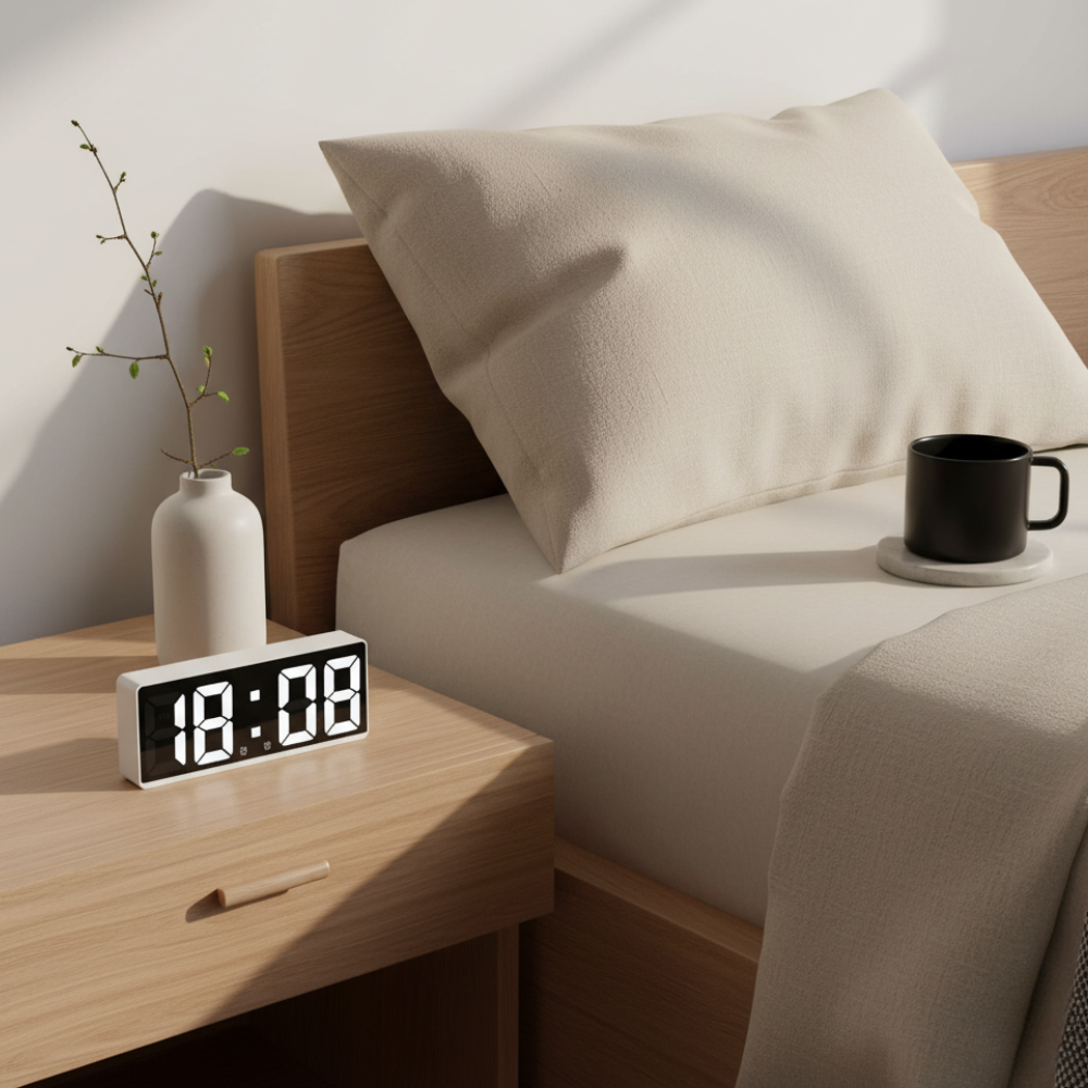 LED Digital Alarm Clock | Mirror Display | Qonforta