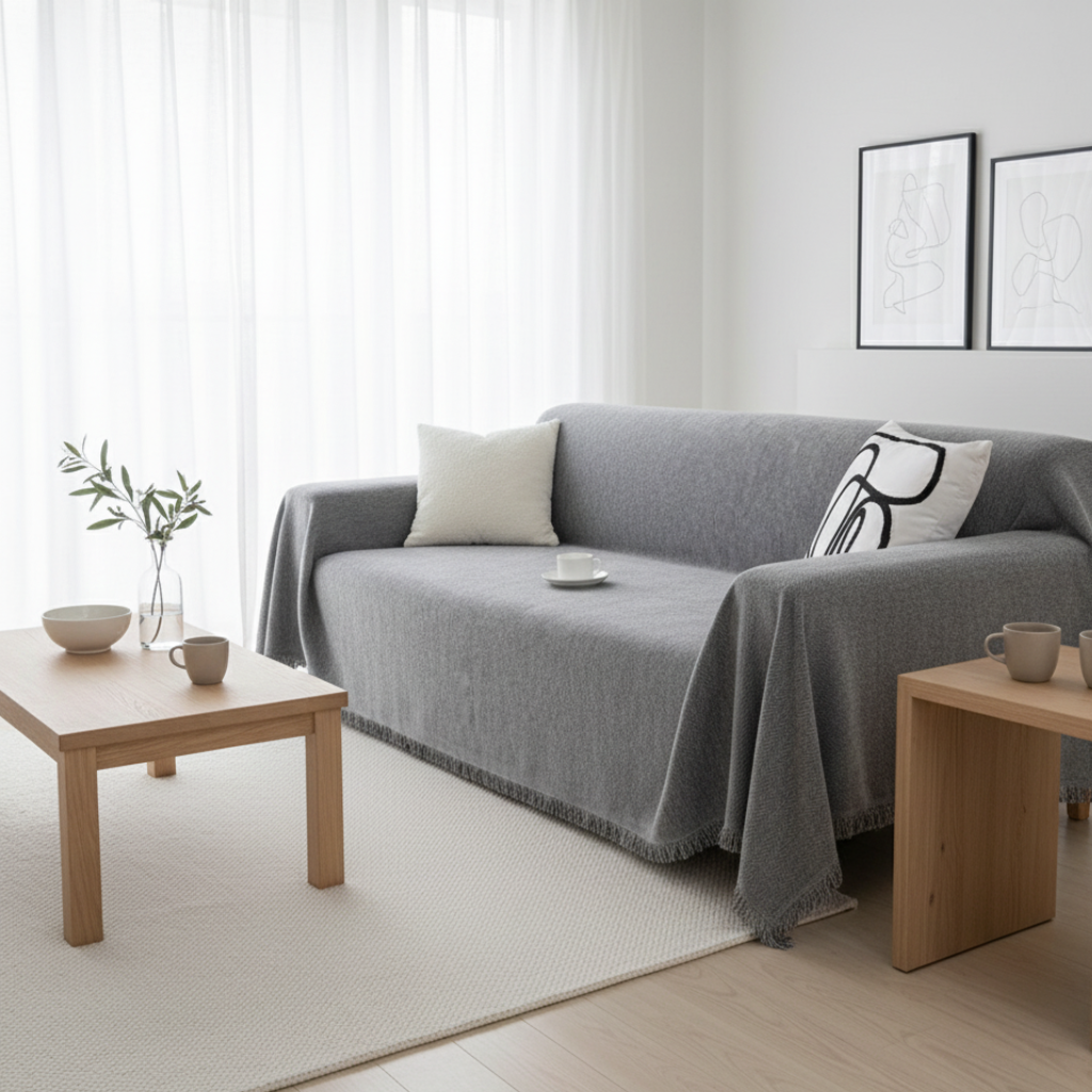 Chenille Couch Cover, Pet-Friendly Water-Resistant | Modern Minimalist | Qonforta