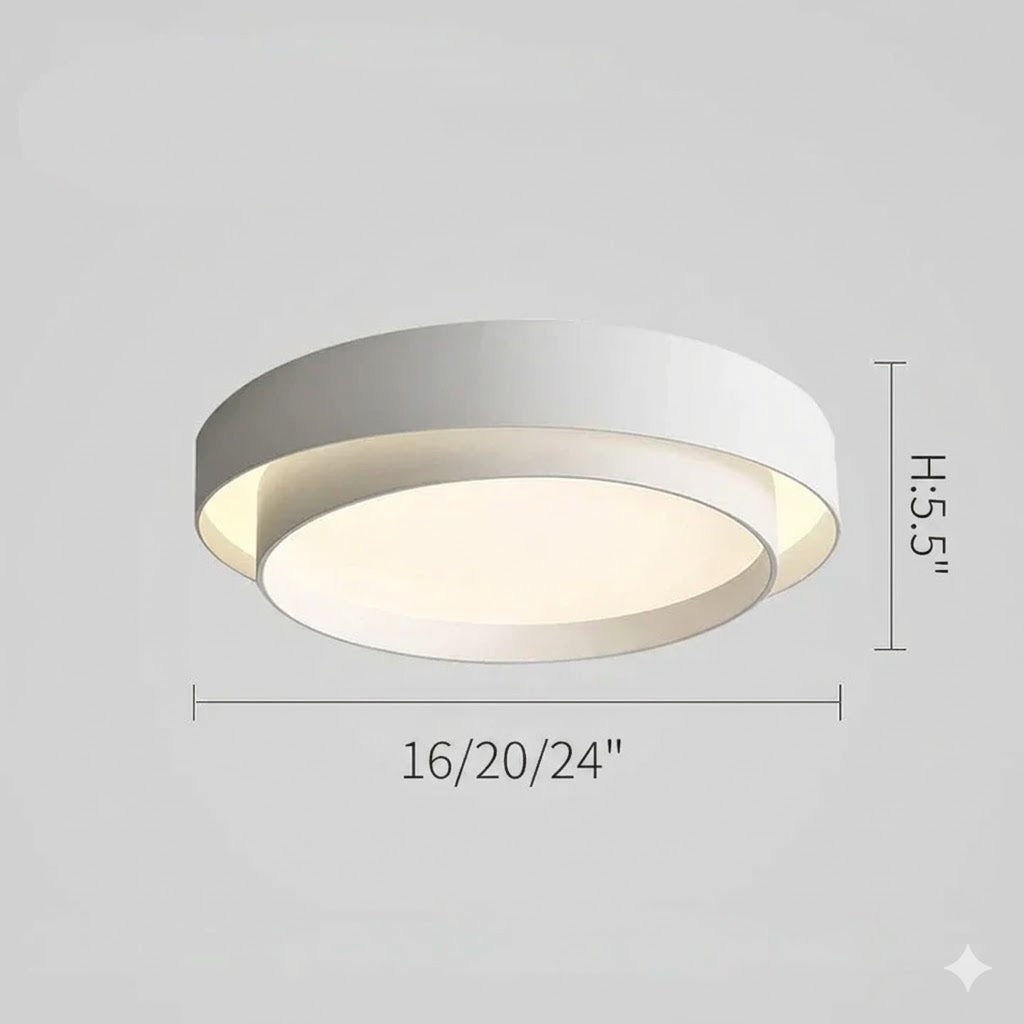 Nordic Double Ring LED Flush Mount Ceiling Light | 3 Sizes, Black & White | Qonforta