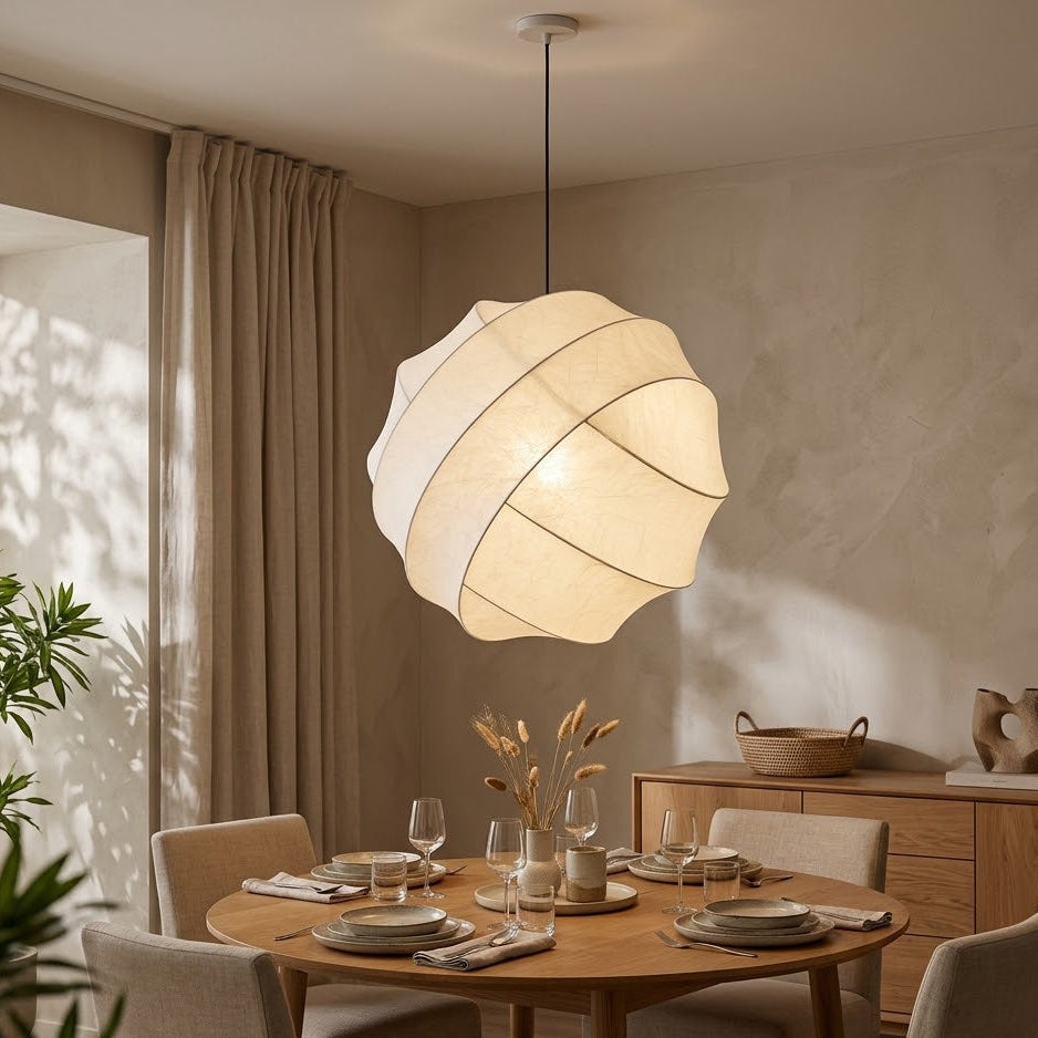 Fabric Ball Pendant Light Organic Globe – 4 Sizes | Qonforta