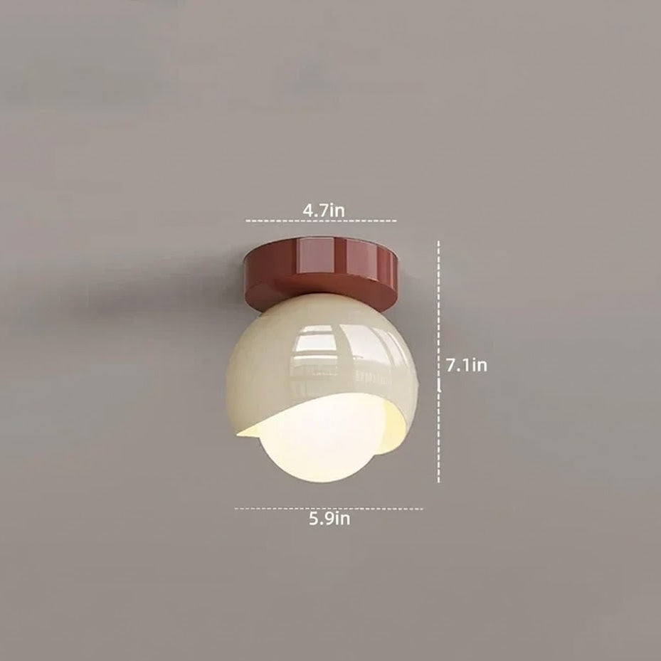 Nordic Glass Globe Flush Mount Ceiling Light | Red & Cream | Qonforta