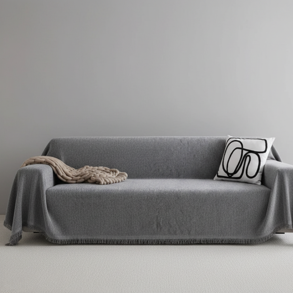 Chenille Couch Cover, Pet-Friendly Water-Resistant | Modern Minimalist | Qonforta