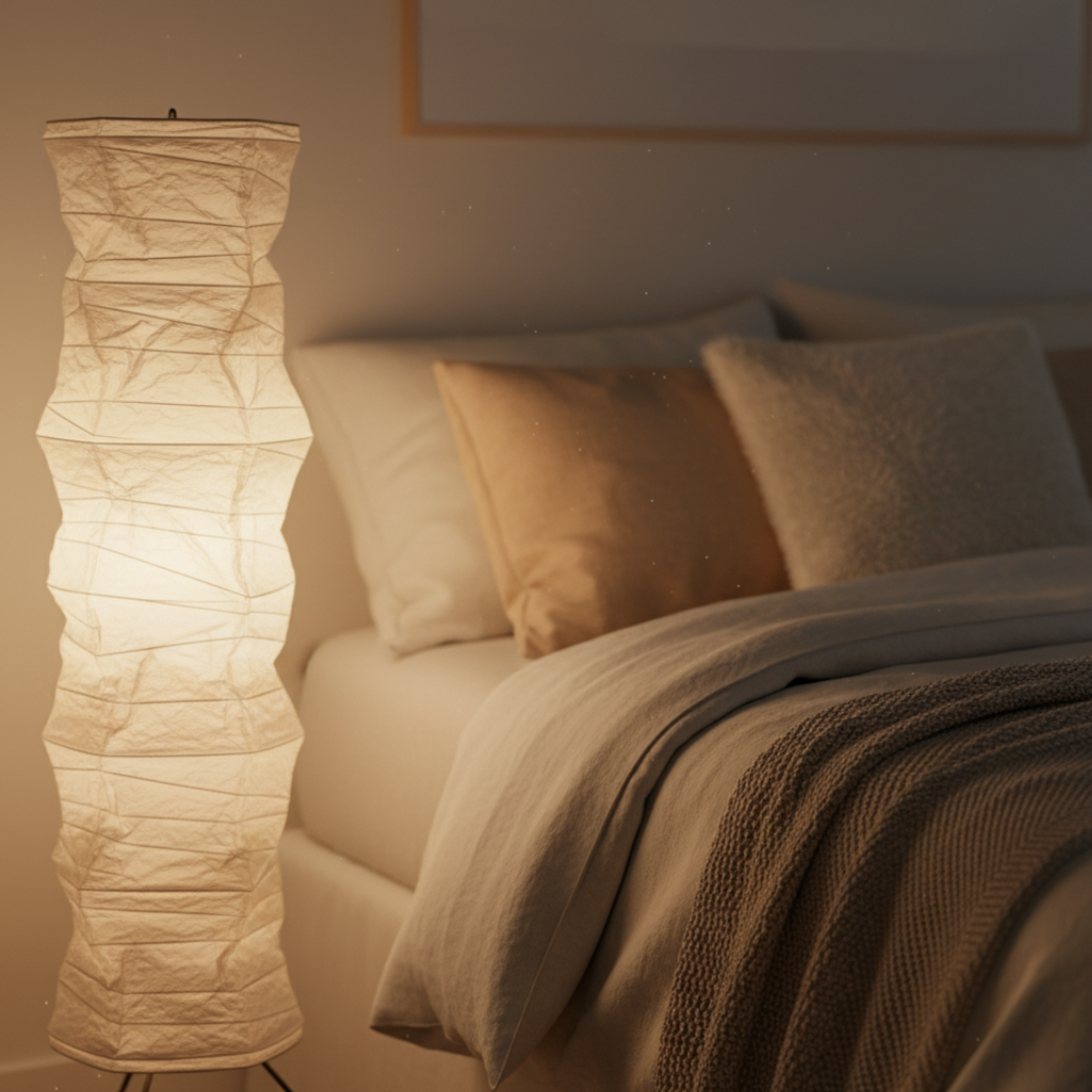 WabiSabi Rice Paper Floor Lamp Japandi Style | Qonforta