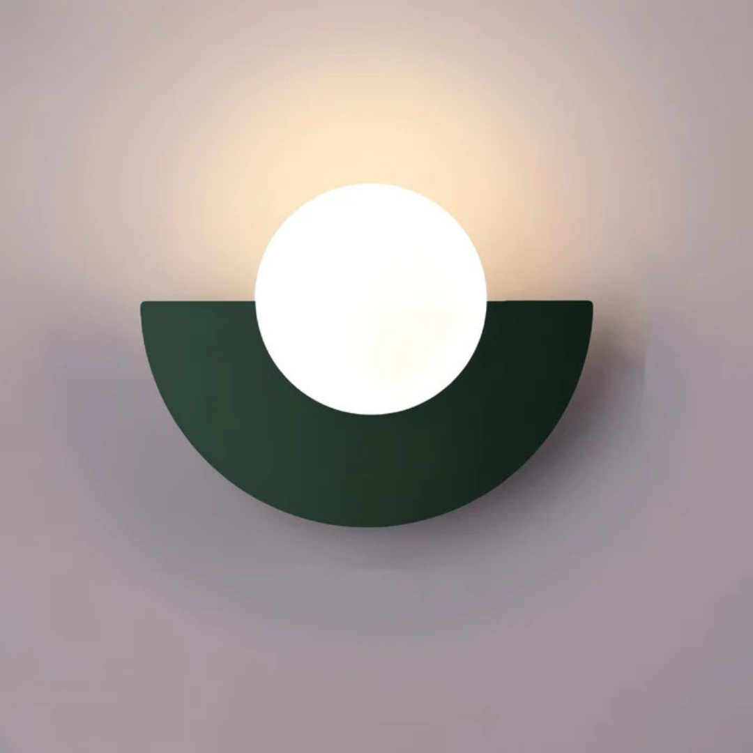 Lyca half moon globe wall sconce in green