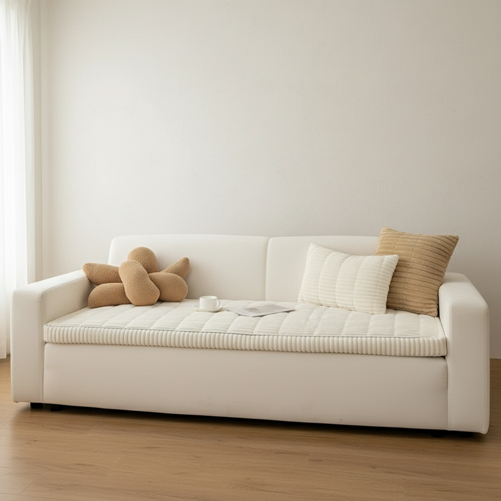Plush Flannel Couch Cover, Anti-Slip Pleated Edges | Pet-Friendly | Qonforta
