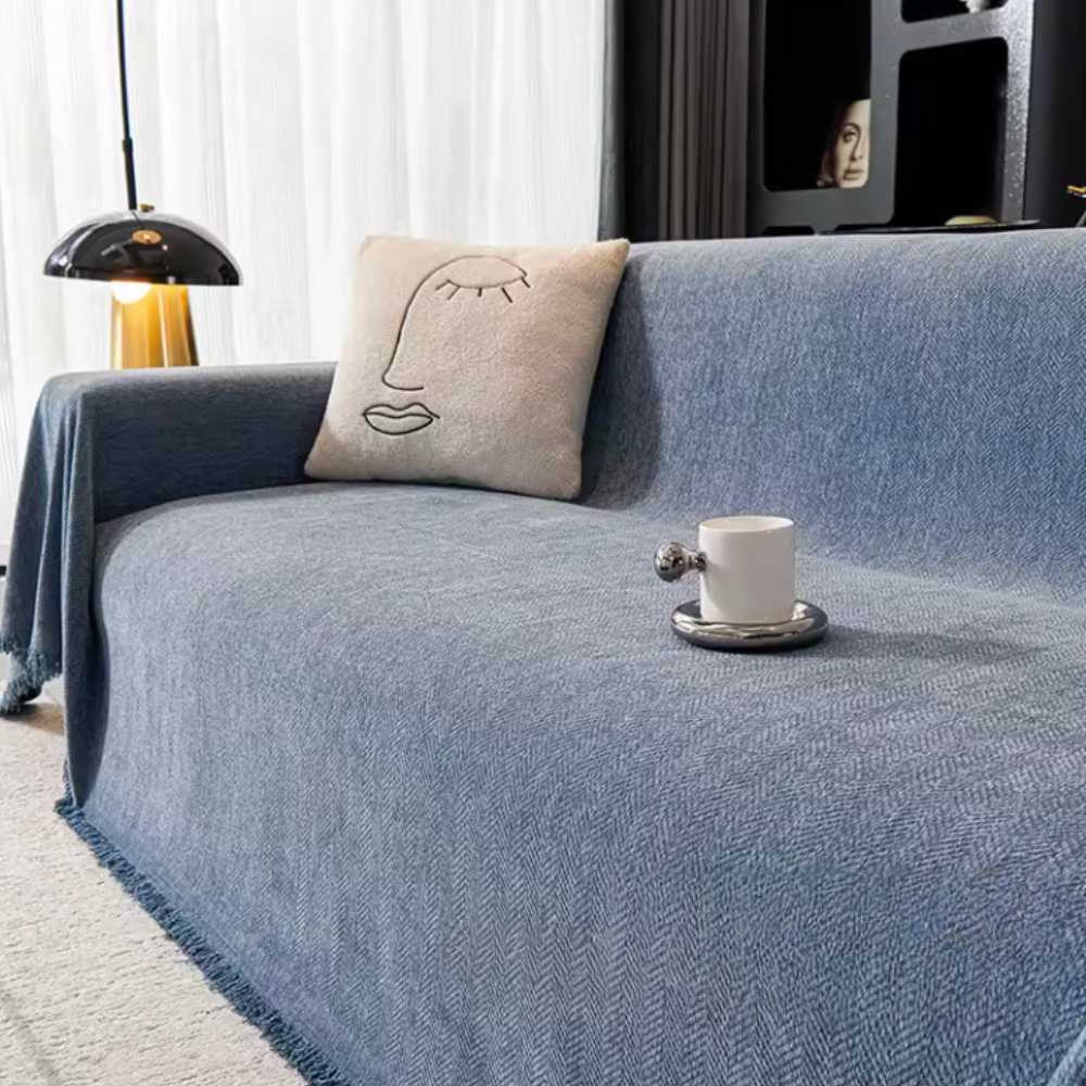 Chenille Couch Cover, Pet-Friendly Water-Resistant | Modern Minimalist | Qonforta