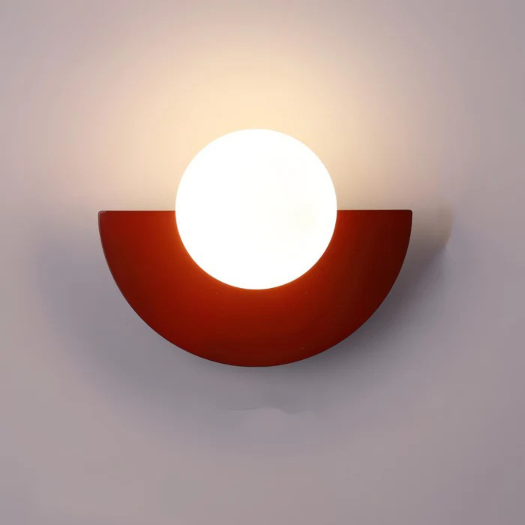 Lyca half moon globe wall sconce in red