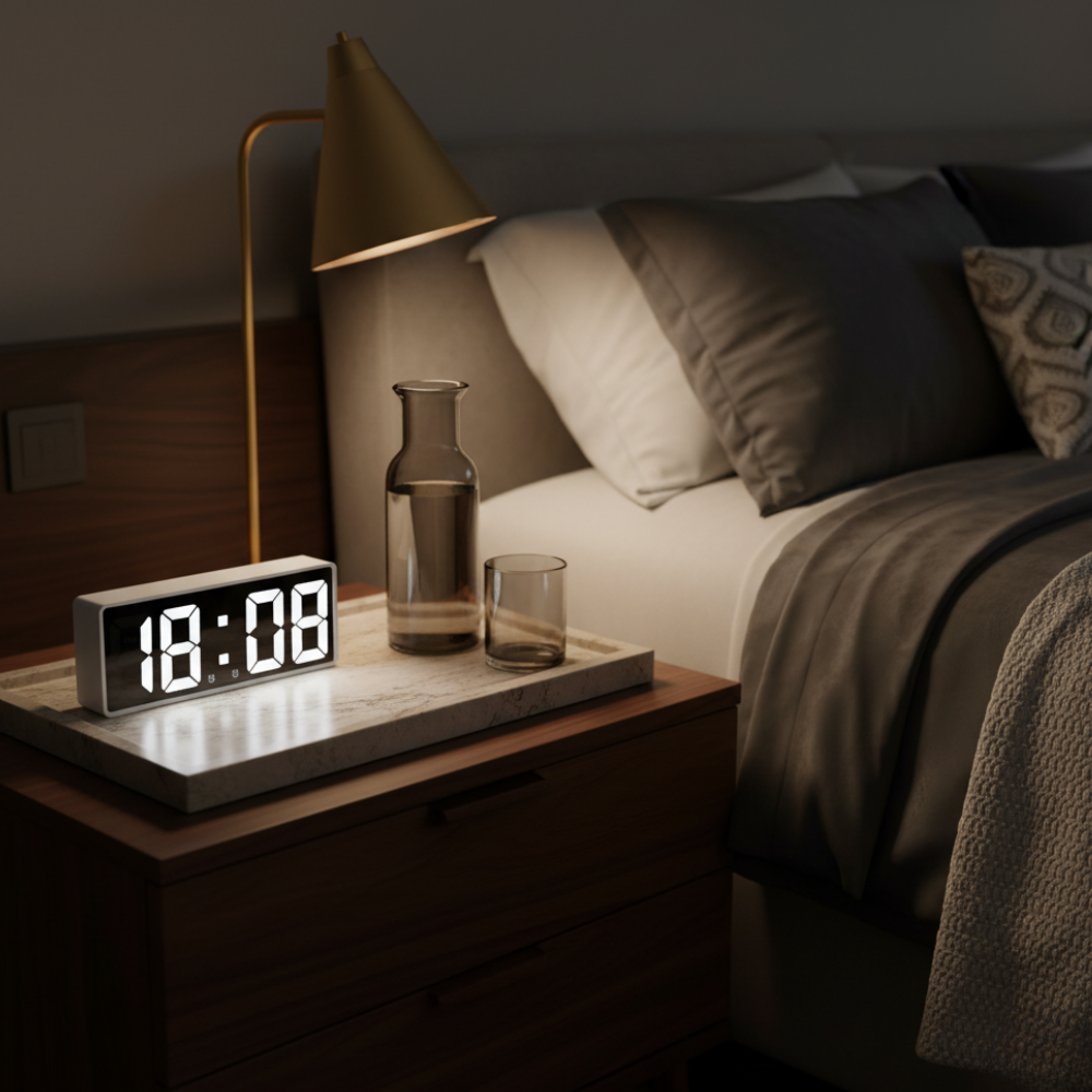 LED Digital Alarm Clock | Mirror Display | Qonforta